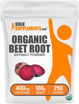 BulkSupplements.com Organic Beet Root Extract Powder - Superfood Supplement, Beets Supplements, Beets Powder - Vegan &amp; Gluten Free, 400mg per Serving, 100g (3.5 oz) (Pack of 1)