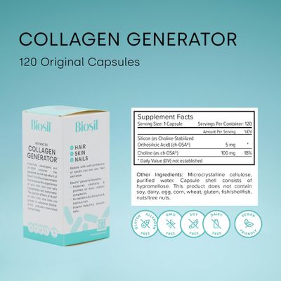 Biosil Collagen Generator - 120 Original Capsules, Pack of 2 - with Patented ch-OSA Complex - Generates &amp; Protects Your Own Collagen - GMO Free - 120-Day Supply