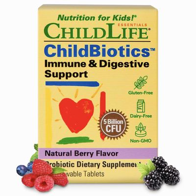 CHILDLIFE ESSENTIALS Childbiotics Immune &amp; Digestive Support - Kids Probiotic, Probiotics for Kids &amp; Toddlers, Childrens Chewable Probiotic for Gut Health - Natural Berry, 30 Chewable Tablets