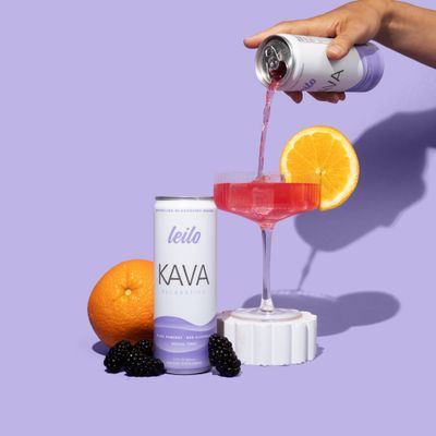 Leilo Calm in a Can | Sparkling Relaxation Drink with Kava | All Natural &amp; Gluten Free | Blackberry Orange, 12 ounce, Pack of 12 | Packaging May Vary