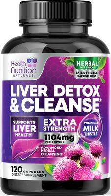 Gentle Liver Cleanse Detox &amp; Repair Formula - Herbal Liver Support Supplement: Milk Thistle with Silymarin, Artichoke Extract, Dandelion, Beet, Chicory Root, &amp; Turmeric for Liver Health - 120 Capsules