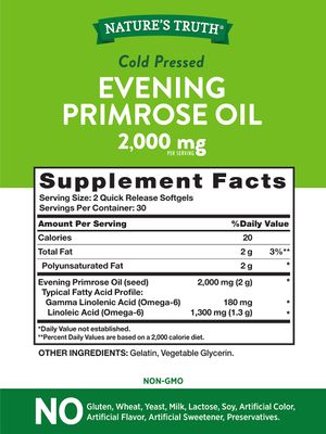 Nature's Truth Evening Primrose Oil Capsules | Cold Pressed | Non-GMO, Gluten Free
