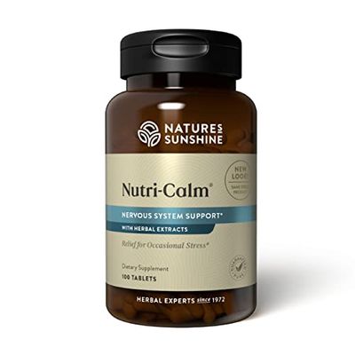 Nature&#39;s Sunshine Nutri-Calm- Herbal Stress Relief Supplement for Natural Anxiety Relief, Mood Support and Boost, Nervous System Support, Sleep Aid 100 Count