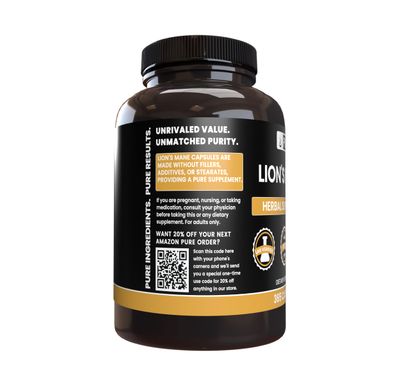 Pure Original Ingredients Lion's Mane (365 Capsules) No Magnesium Or Rice Fillers, Always Pure, Lab Verified