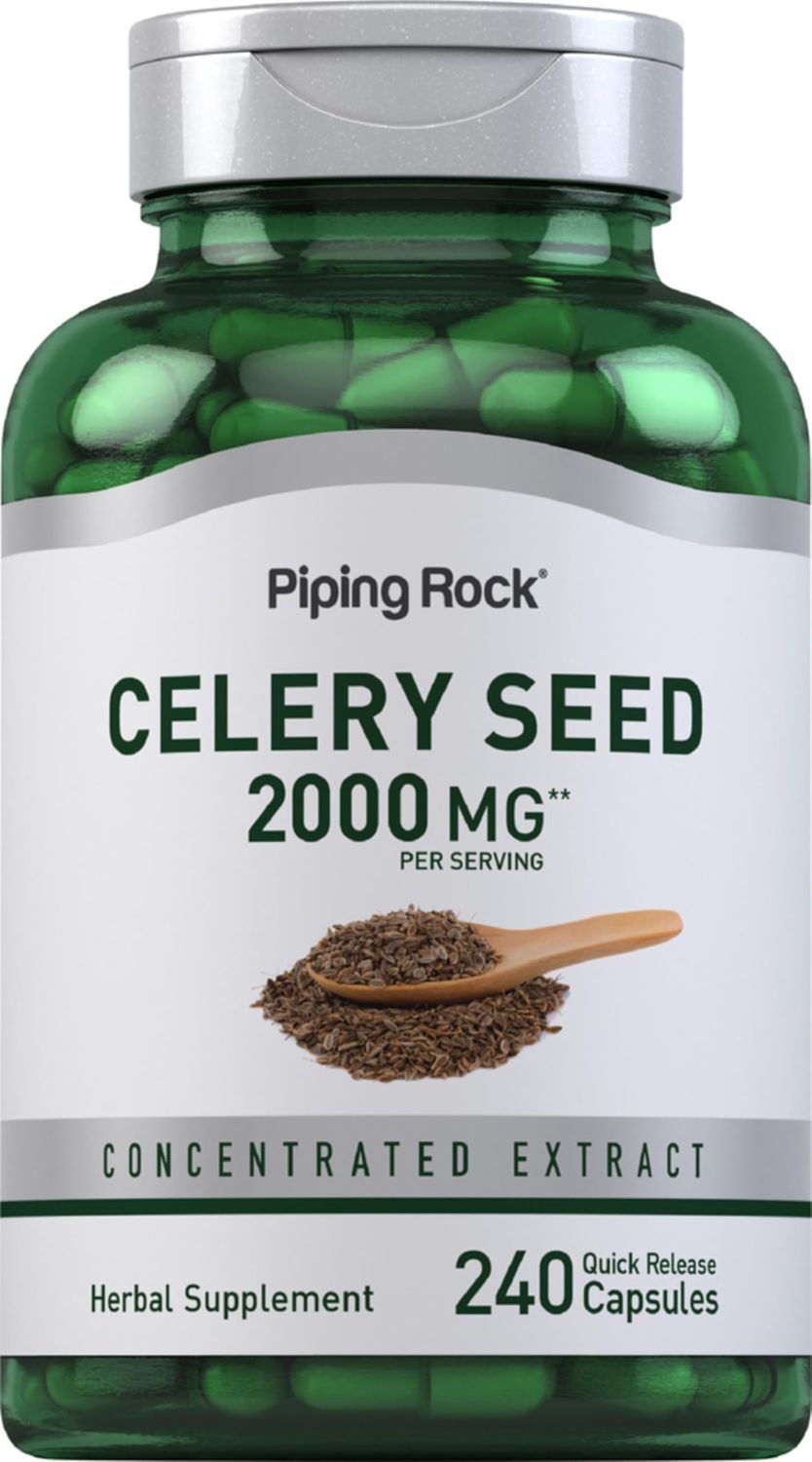 Piping Rock Celery Seed Extract Capsules | 2000mg | 240 Count | Concentrated Herbal Supplement | Non-GMO, Gluten Free