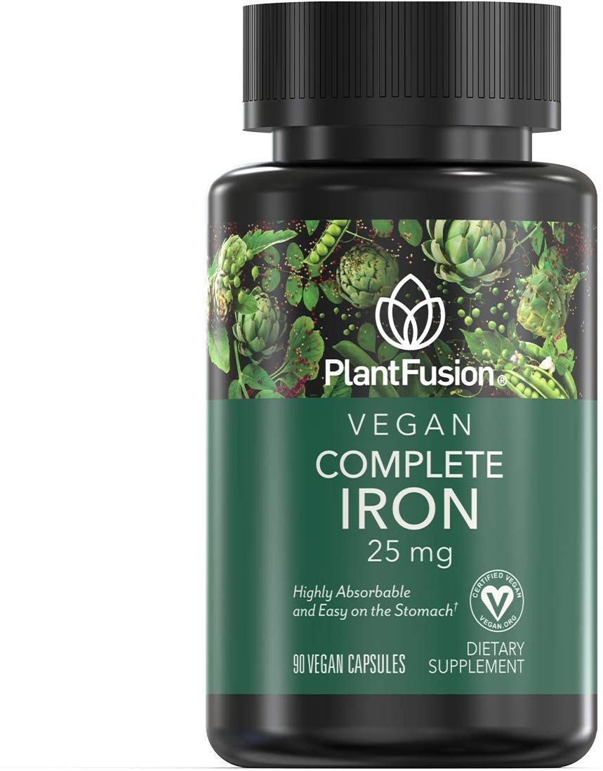 PlantFusion Vegan Iron Supplements from, Premium Plant Based Iron Supplements for Women and Men (25mg), Plus Folate &amp; B12, 90 Veggie Capsules