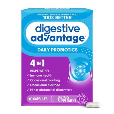Digestive Advantage Probiotics For Digestive Health, Daily Probiotics For Women &amp; Men, Supports Gut Health, Occasional Bloating &amp; Diarrhea, Minor Abdominal Discomfort, &amp; Immune Support, 80ct Capsules