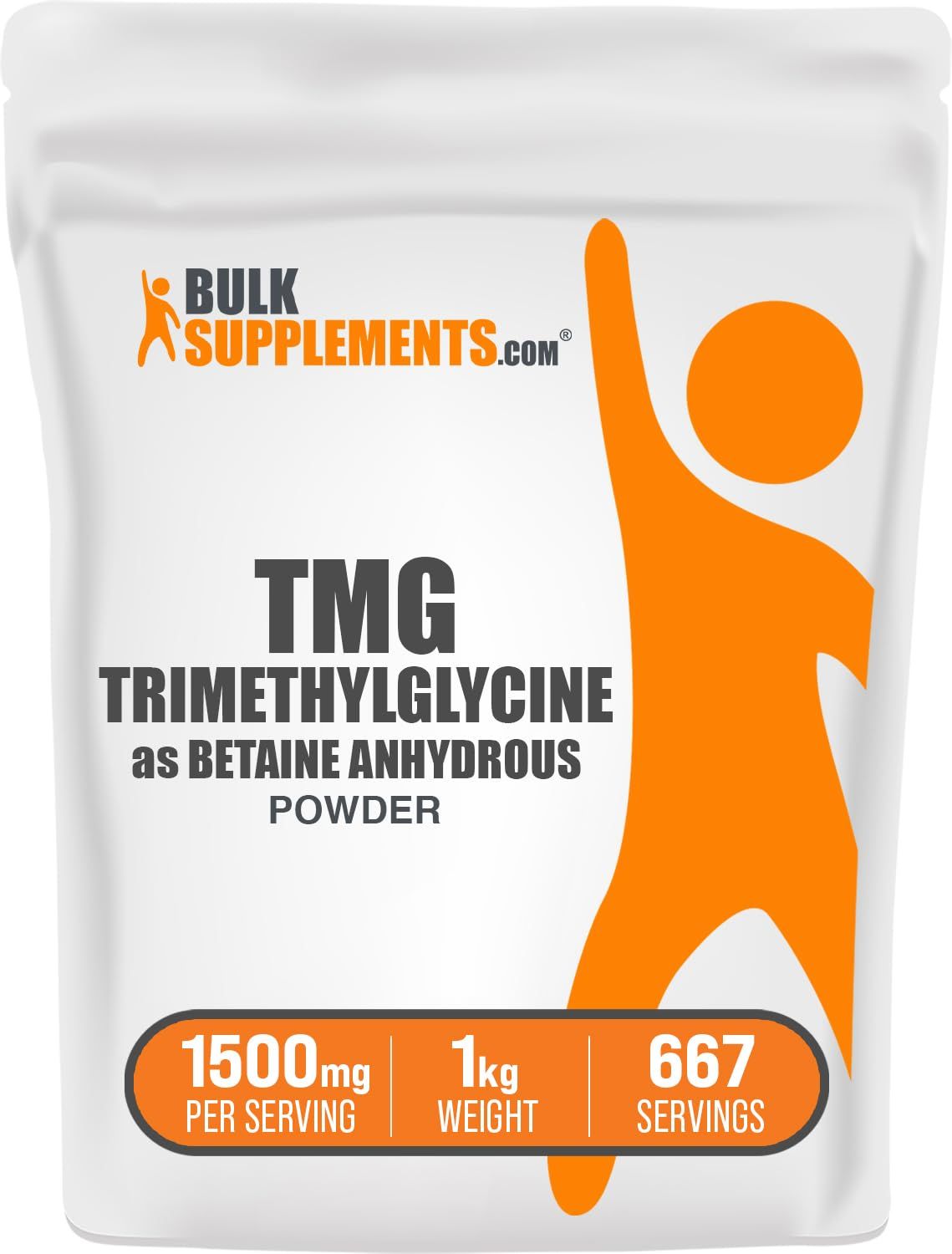 BulkSupplements.com TMG Powder - Trimethylglycine as Betaine Anhydrous, TMG Supplement - Trimethylglycine Supplement, Gluten Free - 1500mg per Serving 1kg (2.2 lbs) (Pack of 1)