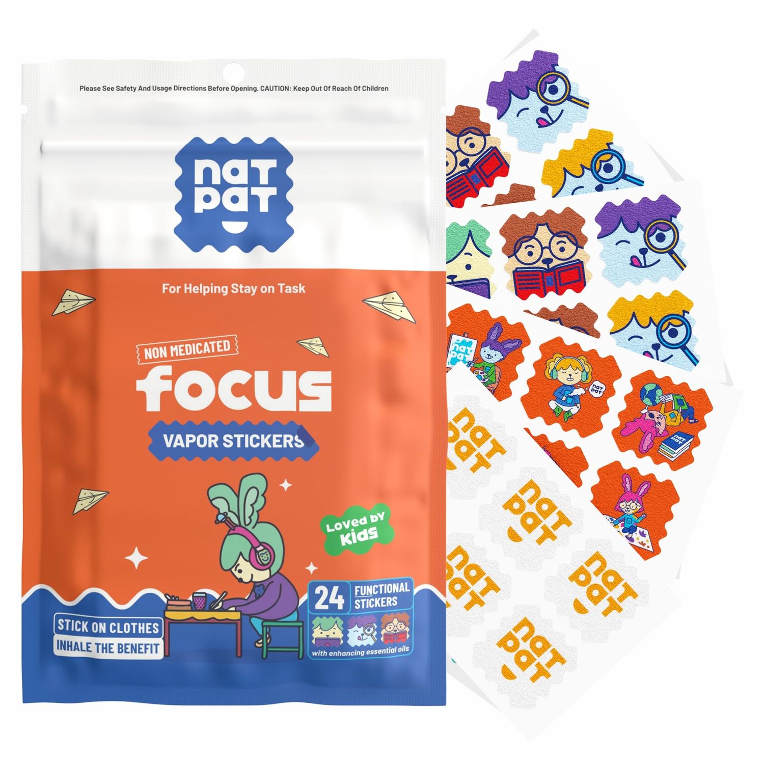 NATPAT Focus Patch Focus Enhancing Stickers for Kids and Adults - Healthy Brain Supports for Attention, Focus, and Concentration - Chemical and Drug Free - 24 Count - BuzzPatch Natural Patch