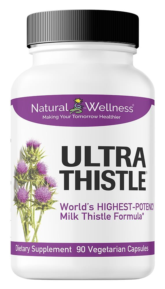 Natural Wellness UltraThistle Advanced Milk Thistle Liver Support - 1080mg Silybin Phytosome Patented Formula (No Soy) - Herbal Liver Cleanse &amp; Detox Supplement, 30-Day Supply Care