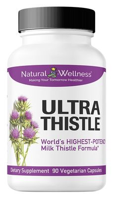 Natural Wellness UltraThistle Advanced Milk Thistle Liver Support - 1080mg Silybin Phytosome Patented Formula (No Soy) - Herbal Liver Cleanse &amp; Detox Supplement, 30-Day Supply Care