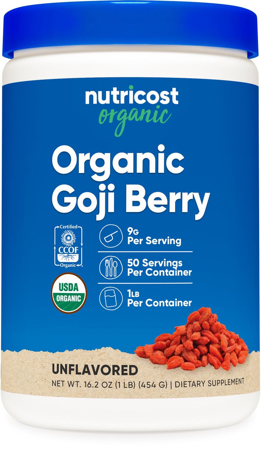 Nutricost Organic Goji Berry Powder (1lb) - USDA Certified Organic, Gluten Free, Non-GMO, Vegetarian