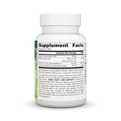 Source Naturals Vegan True Iron Support, Gentle on The Stomach and Chelated for Increased Absorbtion* - 180 Tablets