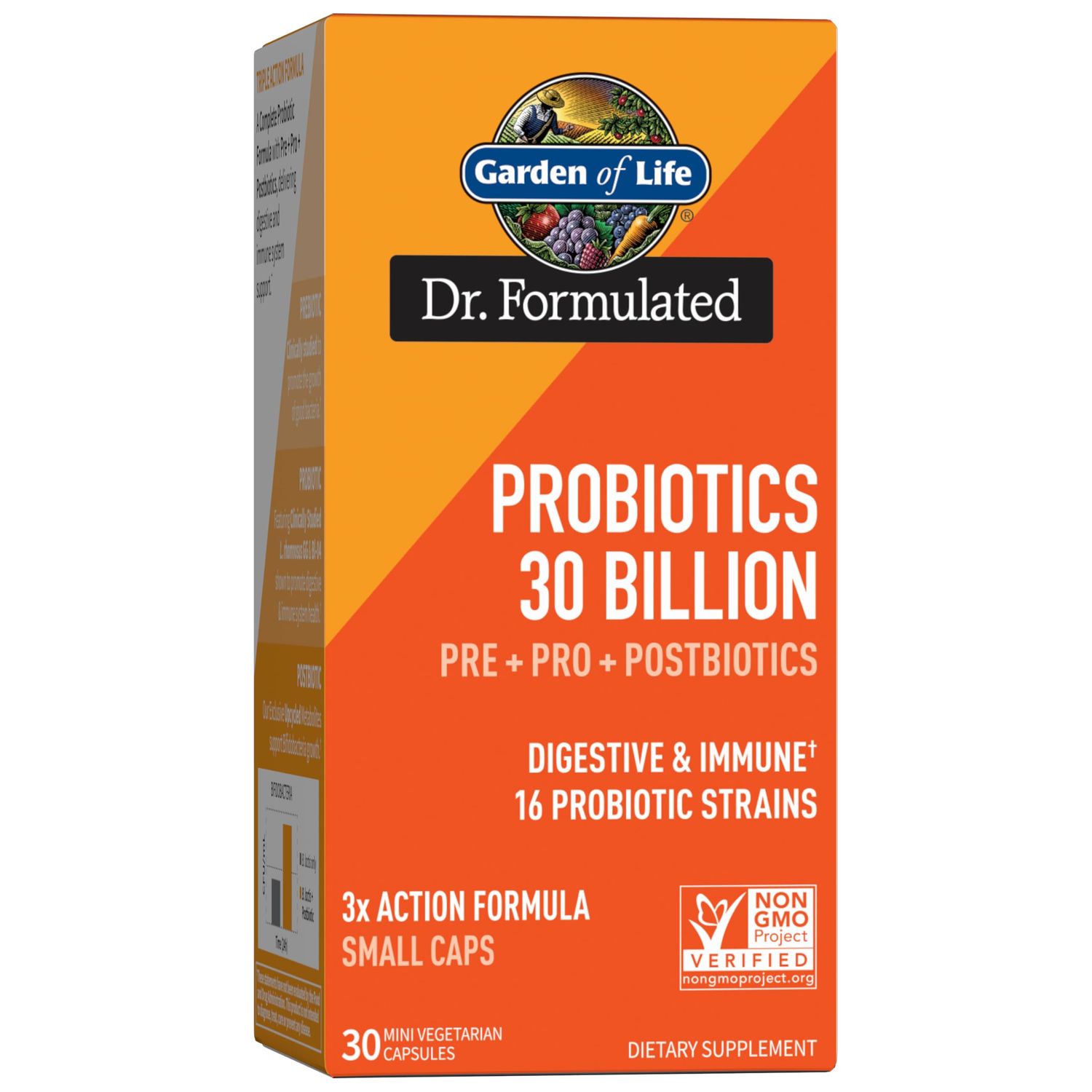 Garden of Life Dr Formulated Once Daily 3-in-1 Complete Probiotics, Prebiotics &amp; Postbiotics - PRE + PRO + POSTBIOTIC Supplement for Adults Digestive &amp; Immune Health, 30 Billion CFU, 30 Day Supply