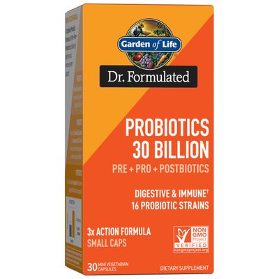 Garden of Life Dr Formulated Once Daily 3-in-1 Complete Probiotics, Prebiotics &amp; Postbiotics - PRE + PRO + POSTBIOTIC Supplement for Adults Digestive &amp; Immune Health, 30 Billion CFU, 30 Day Supply