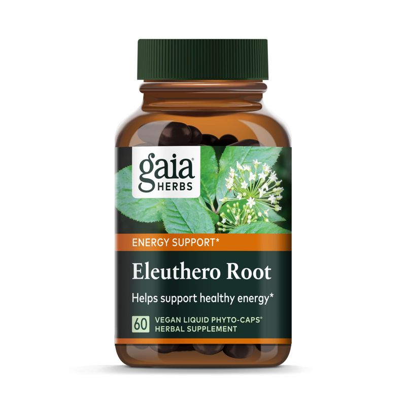 Gaia Herbs Eleuthero Root - Energy, Stamina &amp; Mental Endurance Support - Eleuthero Root (Siberian Ginseng) Adaptogen Herbal Supplement - 60 Vegan Liquid Phyto-Capsules (30-Day Supply)