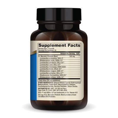 Dr. Mercola Complete Probiotics, 30 Servings (30 Capsules), 100 Billion CFU, Dietary Supplement, Digestive &amp; Immune Support, Non-GMO