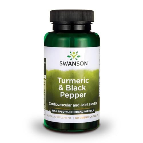 Swanson Turmeric &amp; Black Pepper - Organic Joint Health, Heart Health, Digestion, &amp; Liver Support Supplement - Natural Formula for Enhanced Bioavailability &amp; Absorption - (60 Veggie Capsules)