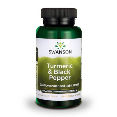 Swanson Turmeric &amp; Black Pepper - Organic Joint Health, Heart Health, Digestion, &amp; Liver Support Supplement - Natural Formula for Enhanced Bioavailability &amp; Absorption - (60 Veggie Capsules)