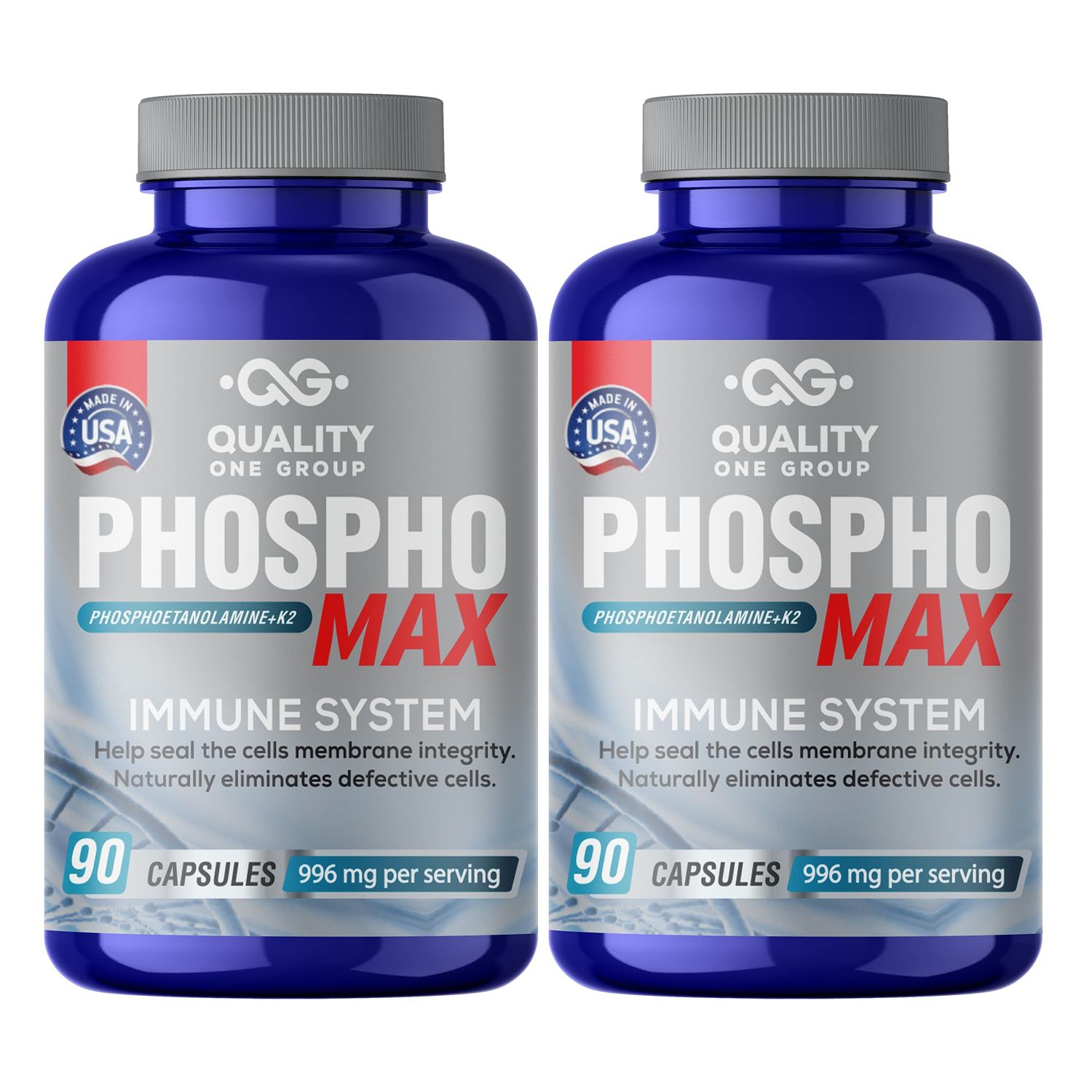 Phosphomax - Fosfoetanolamina - Unique Blend of Phosphoethanolamine to Boost Your Immune System- Natural Fosfoetalonamina, 26 Years of Researched Formulation - 180 Capules