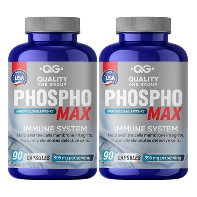 Phosphomax - Fosfoetanolamina - Unique Blend of Phosphoethanolamine to Boost Your Immune System- Natural Fosfoetalonamina, 26 Years of Researched Formulation - 180 Capules