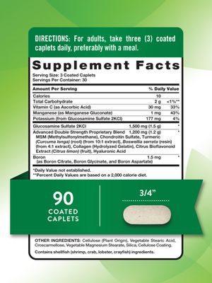 Nature's Truth Glucosamine Chondroitin MSM Complex | 90 Caplets | Double Strength Supplement | Non-GMO &amp; Gluten Free Supplement