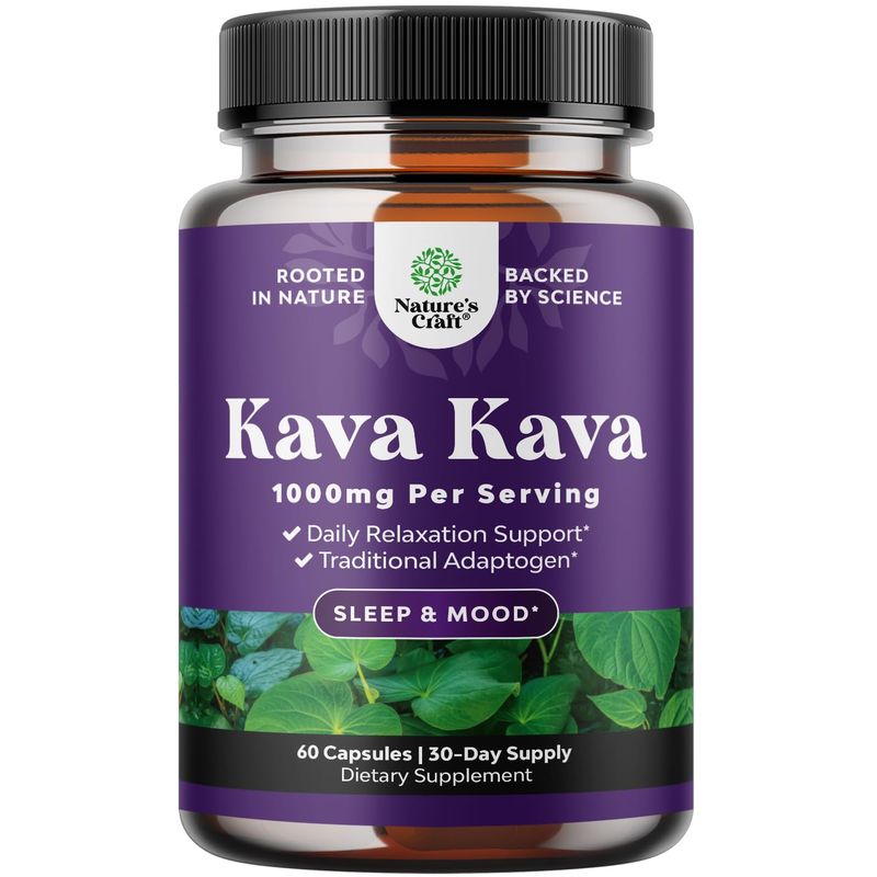 Kava Root Mood Support Supplement - 1000mg per Serving Kava Kava Capsules Fast Acting Mood and Relaxing Supplement - Calming Kava Extract Adaptogen Supplement for Stress Focus &amp; Sleep (30 Servings)