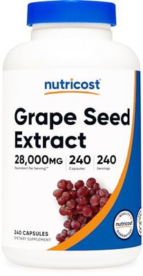 Nutricost Grape Seed Extract 28,000mg, 240 Capsule - Non-GMO, Gluten Free, Vegetarian Friendly