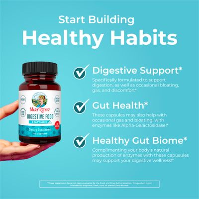 Digestive Enzymes Capsules | Up to 2 Month Supply | Enzyme Supplement for Gut Health Support | Digestion & Immune Support with Amylase | Lipase & Lactase | Vegan | Gluten Free | 60 Count