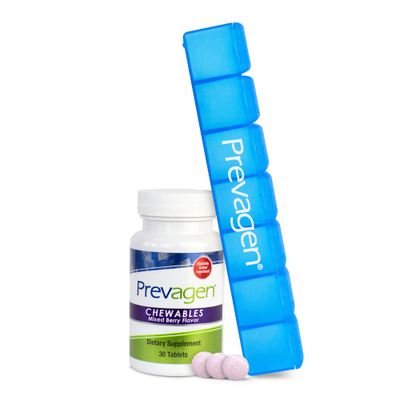 Prevagen Regular Strength 10mg, 30 Chewables |Mixed Berry| with Apoaequorin &amp; Vitamin D and 7-Day Pill Minder