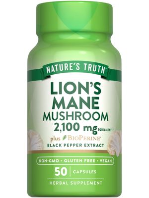 Nature&#39;s Truth Lions Mane Mushroom Supplement | 2100mg | 50 Capsules | with BioPerine | Vegan, Non GMO &amp; Gluten Free Supplement