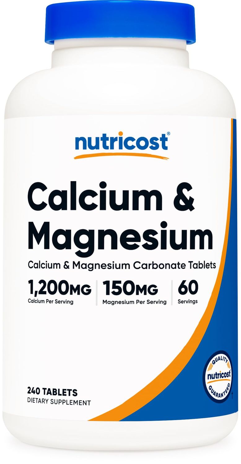 Nutricost Calcium &amp; Magnesium Carbonate 240 Tablets, 1200mg of Ca &amp; 150mg of Mg per Serving, 60 Servings- Gluten Free, Non-GMO