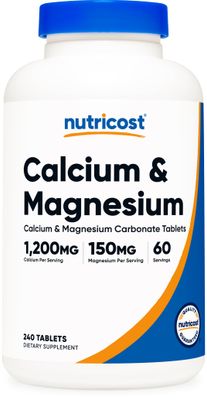 Nutricost Calcium &amp; Magnesium Carbonate 240 Tablets, 1200mg of Ca &amp; 150mg of Mg per Serving, 60 Servings- Gluten Free, Non-GMO