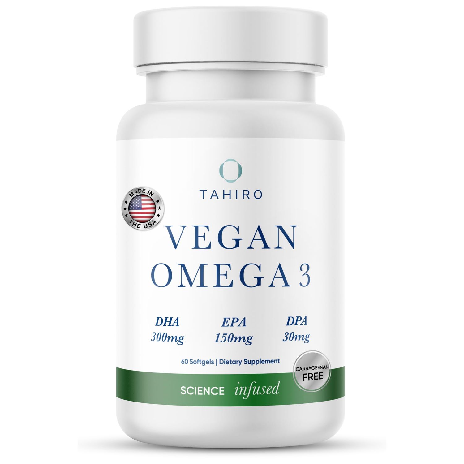 TAHIRO Vegan Omega-3 Softgels - Plant-Based Supplement with DPA, DHA &amp; EPA - Nutrients for Men, Women and Pregnant Women - Supports Brain Health - Prenatal &amp; Joint Supplements, 1000mg