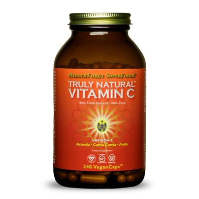 HealthForce SuperFoods Truly Natural Vitamin C - Immune Support Supplement with Camu Camu Berry - Vitamin C Supplement for Immune Health - Vegan, Non-GMO - 240 Vegan Caps, 30 Servings
