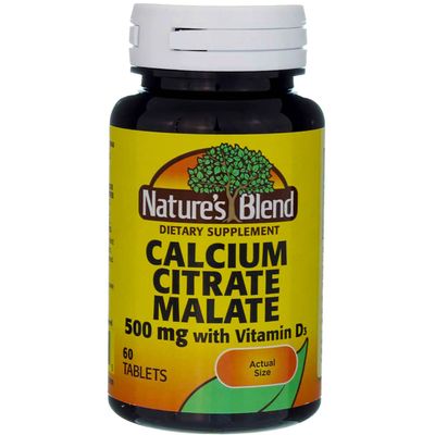 Nature&#39;s Blend Calcium Citrate Malate 500 mg Tabs, Unflavored, 60 Count