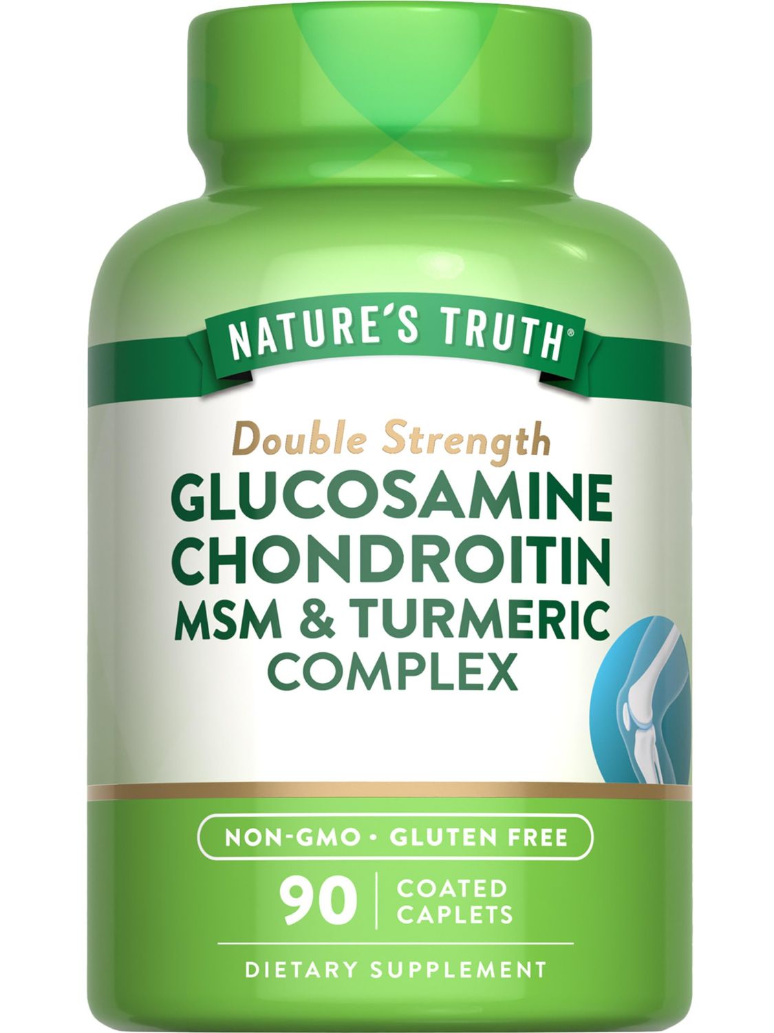 Nature&#39;s Truth Glucosamine Chondroitin MSM Complex | 90 Caplets | Double Strength Supplement | Non-GMO &amp; Gluten Free Supplement