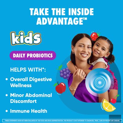 Digestive Advantage Probiotics For Digestive Health, Kids Probiotic Gummies, Daily Probiotics For Women, Men &amp; Kids Minor Abdominal Discomfort, &amp; Gut Health, 80ct Natural Fruit Flavors