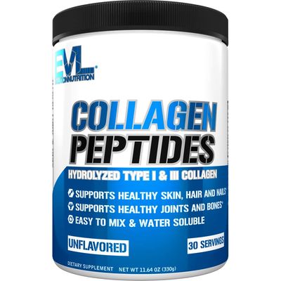 Evlution Nutrition Collagen Peptides Powder, Premium Hydrolyzed Collagen to Support Healthy Skin, Hair, Bones, Joints, Nails &amp; More (30 Servings)