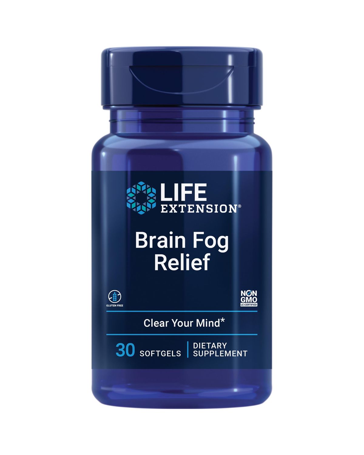 Life Extension Brain Fog Relief Caffeine-Free, Fast-Acting Nootropic Formula Helps Clear Your Mind - Gluten-Free, Non-GMO - 30 Softgels