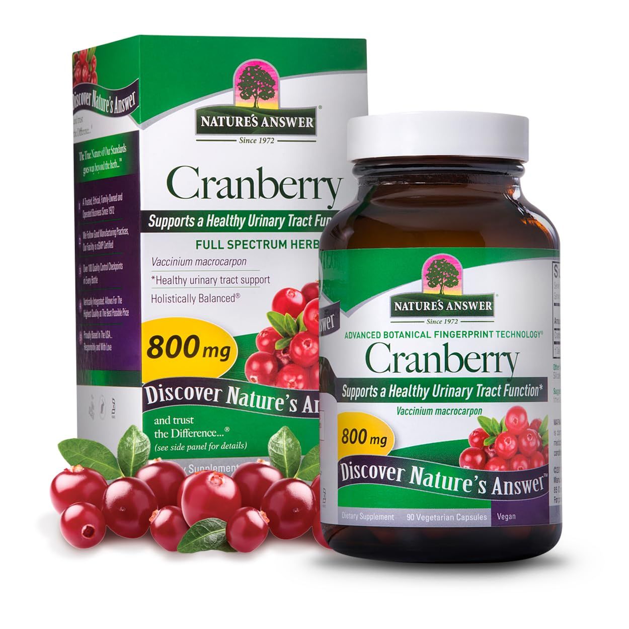 Nature&#39;s Answer Cranberry Fruit Vegetarian Capsules, 90-Count | Promotes Urinary Tract Support | Healthy Bladder Function | Natural Detoxifier