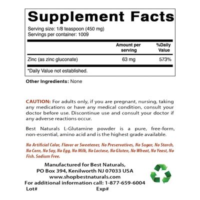Best Naturals Zinc Gluconate Pure Powder 1 Pound