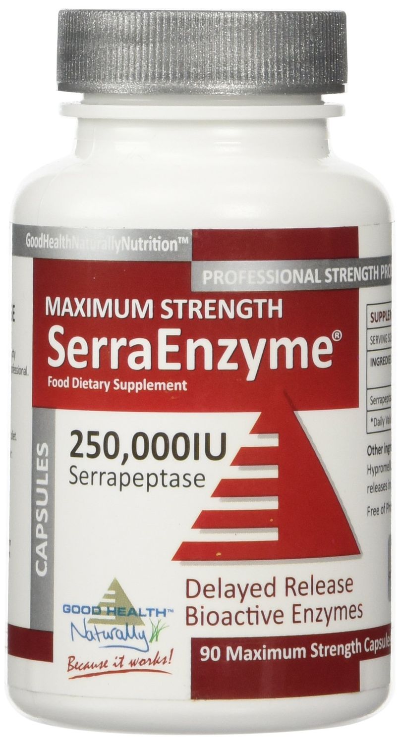 Serra Enzyme Serrapeptase Supplement - Clear Lungs and Sinuses, Proteolytic, Digestive Cleanse | 250,000 IU - Maximum Strength | 90 Capsules