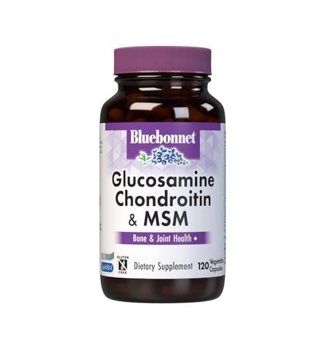 Bluebonnet Nutrition Glucosamine Chondroitin &amp; MSM, Glucosamine, Bone &amp; Joint Health*, Non-GMO, Gluten-Free, Soy-Free, Dairy-Free, 120 Vegetable Capsules, 40 Servings