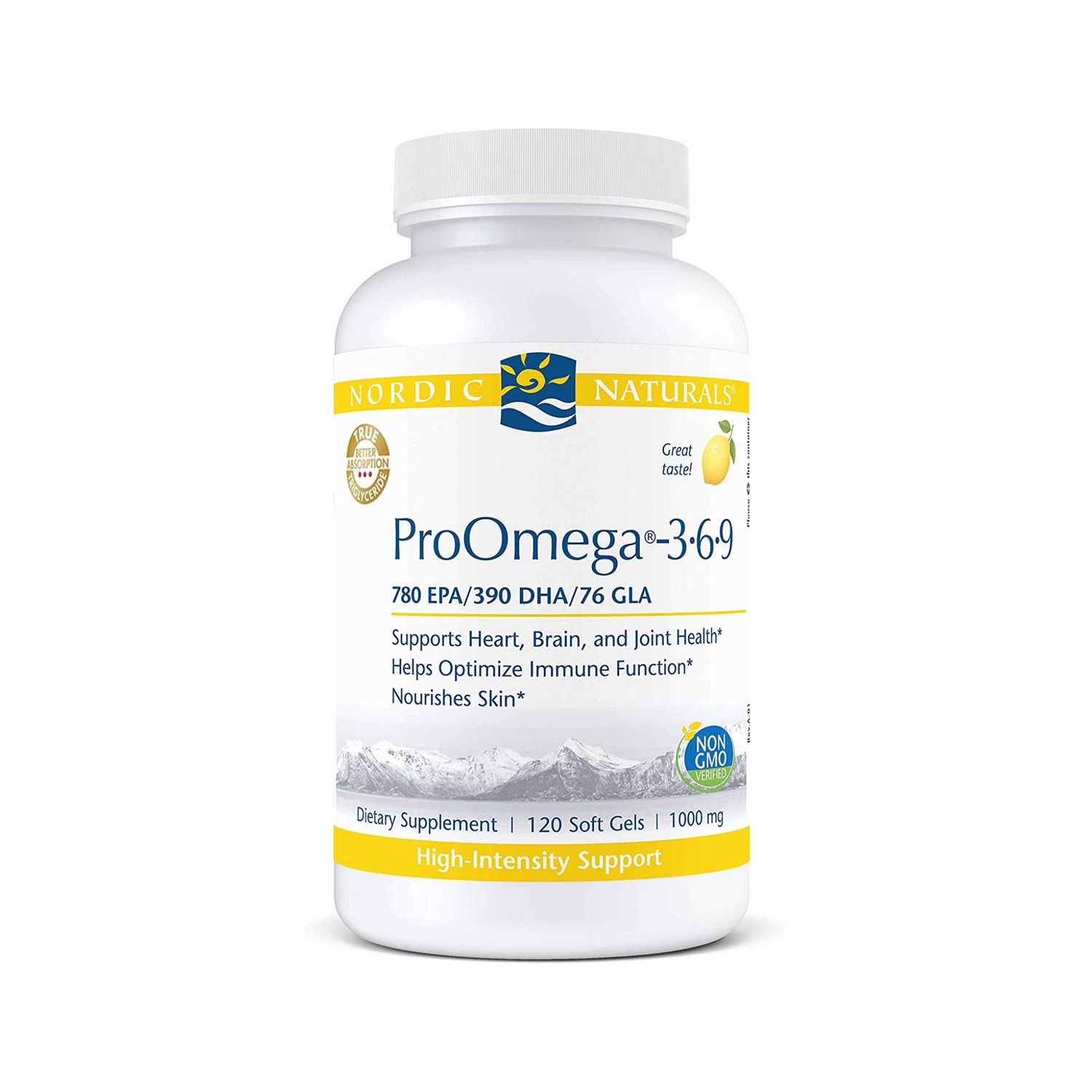 Nordic Naturals ProOmega 3-6-9, Lemon Flavor - 120 Soft Gels -1360 mg Omega-3 - EPA &amp; DHA with Added GLA - Healthy Skin &amp; Joints, Cognition, Positive Mood - Non-GMO - 60 Servings
