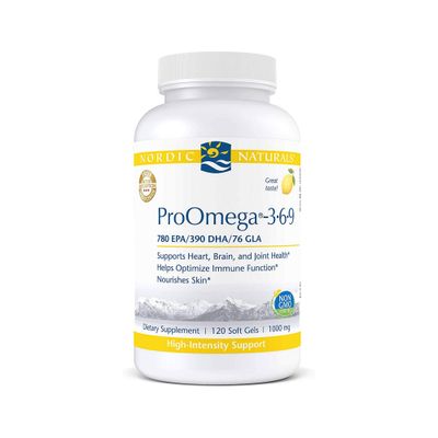 Nordic Naturals ProOmega 3-6-9, Lemon Flavor - 120 Soft Gels -1360 mg Omega-3 - EPA &amp; DHA with Added GLA - Healthy Skin &amp; Joints, Cognition, Positive Mood - Non-GMO - 60 Servings