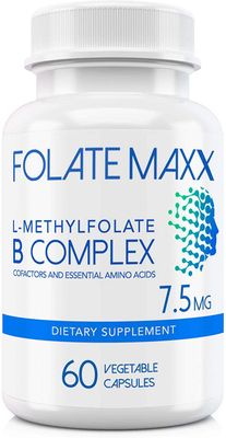 FOLATE MAXX FolateMaxx L-Methylfolate + B12 Methylcobalamin &amp; B6 Blend (7.5mg) - 60 Capsules - Active B-Complex with Cofactors &amp; Essential Amino Acids - Non GMO, Gluten Free, No Fillers