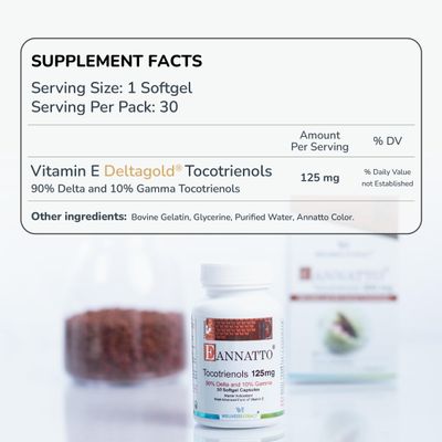 WELLNESS EXTRACT Eannatto Tocotrienols Vitamin E Supplements Tocopherol Free, Supports Immune Health, Non-GMO, Gluten Free & Antioxidant (125MG 30 Softgels)
