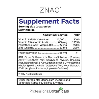Professional Botanicals Zinc Immune Support Supplement with Vitamin C, Beta Carotene and Citrus Bioflavanoids Antioxidant Immune Support - 90 Vegetarian Capsules
