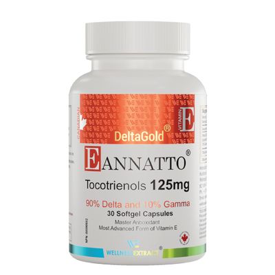 WELLNESS EXTRACT Eannatto Tocotrienols Vitamin E Supplements Tocopherol Free, Supports Immune Health, Non-GMO, Gluten Free &amp; Antioxidant (125MG 30 Softgels)